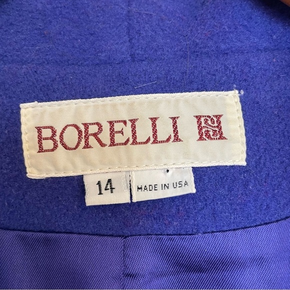 BORELLI Women’s Vintage Blue Purple Wool Heavy Blazer Coat‎ Lined Size 14 - Picture 4 of 11